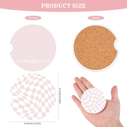 Pink Coquette Car Coasters for Cup Holders, Absorbent Car Coaster for Women - Image 2