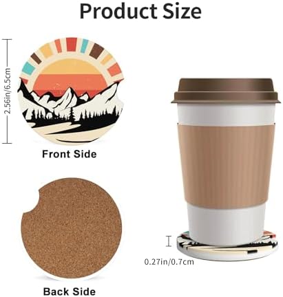 Mountain Sunset Car Cup Holder Coasters 2 Pack 2.63" - Image 4