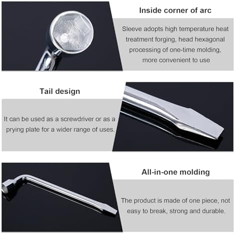 Car Spare Tire Wrench, 19mm L Type Slotted End Socket Repair Tool - Image 4