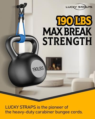 8 Pack 60" Carabiner Bungee Cords Heavy Duty Outdoor, 190 Lb Break Strength - Image 2