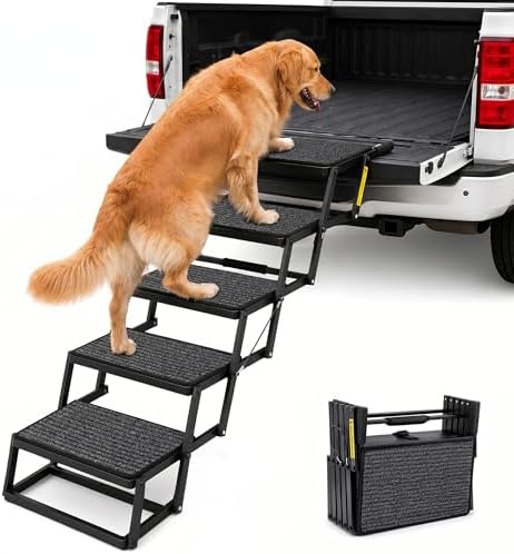 5-Step Heavy Duty Dog Stairs for Large Dogs, Truck Tailgate, 23-28.5 in by Unknown