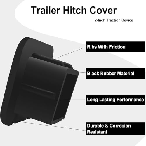 2 Inch Trailer Hitch Cover Black Rubber Tow Receiver Tube Plug Cap Fits - Image 3