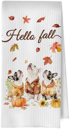 Fall Frenchie Kitchen Towels by Unknown