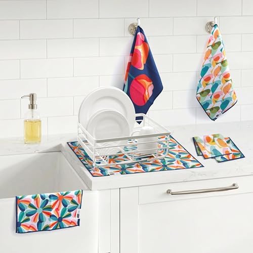 RITZ 6-Piece Overlapping Birds Microfiber Kitchen Set – Mid-Century Modern - Image 4