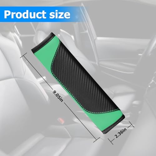 AUCELI 2PCS Carbon Fiber Leather Car Seat Belt Cover, Light Green - Image 2