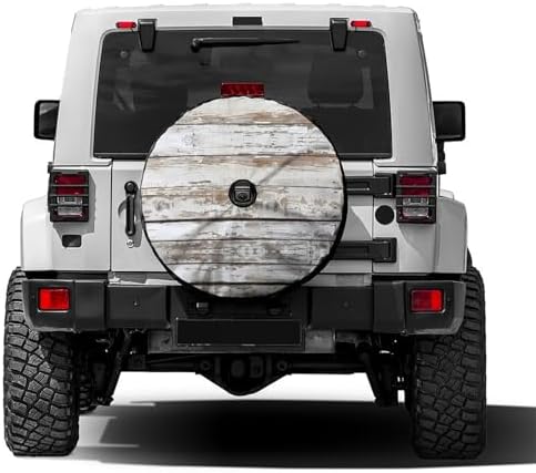 Wooden Board White Old Style Spare Tire Cover by Foruidea