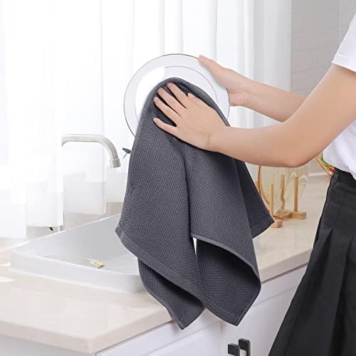Homaxy 100% Cotton Waffle Weave Kitchen Dish Towels 8-Pack, Dark Grey - Image 4
