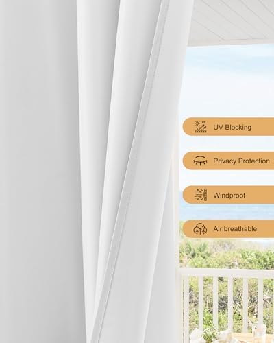 Outdoor Curtains for Patio Waterproof Rod Pocket 4 Pcs 54x84 Inch White - Image 4