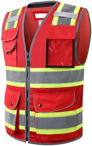 JKSafety 11 Pockets Hi-Vis Black Mesh Safety Vest by JKSafety