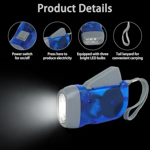 65 Pcs Hand Crank Flashlight No Battery Required Torch 3 LED Powerful Emergency - Image 3