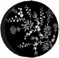 Lace Flowers Spare Tire Cover 15 inch Wheel White Flowers on Black Background by NOMEDOGYIM