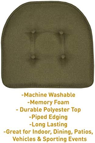Chair Cushion Memory Foam Pads Tufted Slip Non Skid Rubber Back U-Shaped 17" x - Image 3