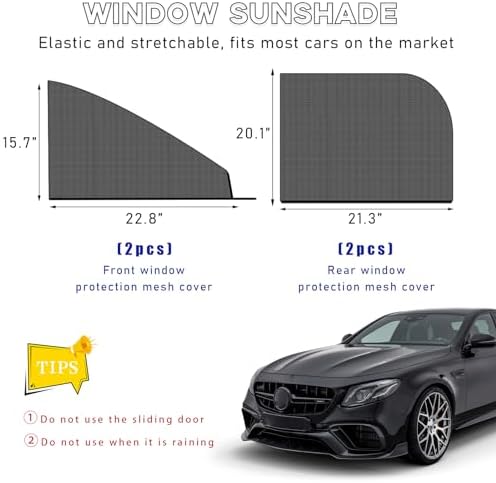 Ohleats 4PCS Car Window Shades, Heat & UV Block Mesh Cover - Image 2
