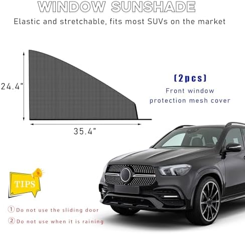 2PCS Car Window Shades, Heat & UV Block Mesh Cover, SUV Front - Image 2