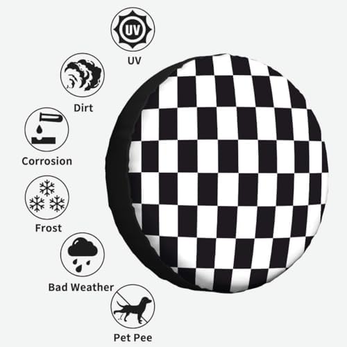 Checkered Racing Flag Spare Tire Cover Black and White Symbolic Design of End - Image 6