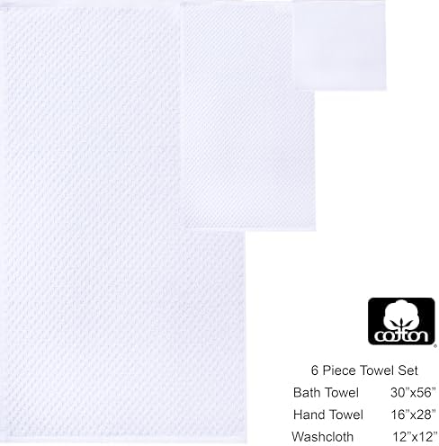 COTTON CRAFT Euro Spa Waffle Weave 6 Piece Towel Set - Image 7