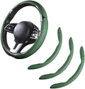 Car Steering Wheel Cover Leather 14.5-15 in Universal 3Pcs Set Green by HOME