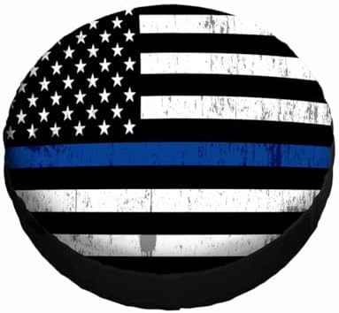 Blue Line Flag Spare Tire Cover 17 inch Wheel an American Flag Symbolic of - Image 3
