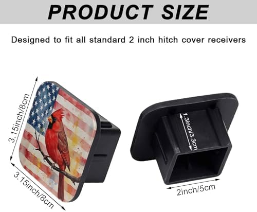 2 Inch Watercolor Cardinal American Flag Trailer Hitch Cover Rubber Receiver - Image 2