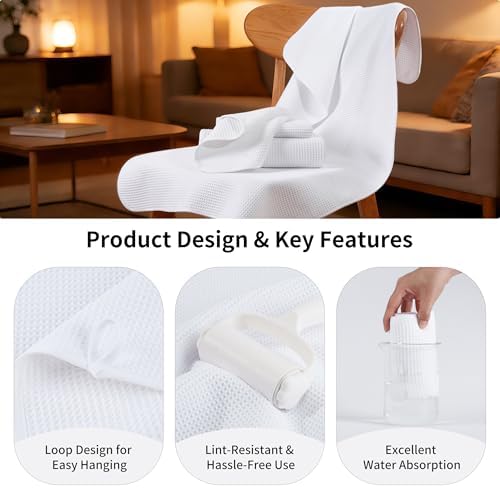 MICROFI Waffle Weave Bath Towel Set, Microfiber, 4 Pieces, Quick Dry, - Image 5