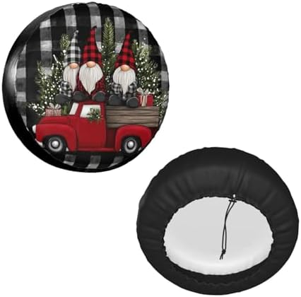 Red Truck with Christmas Gnomes Spare Tire Cover Universal - Image 3