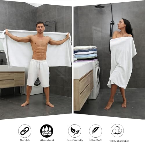 Smuge 8pcs Bath Towel Set, 2 Extra Large Bath Towel Sheets, 2 Hand Towels and 4 - Image 5