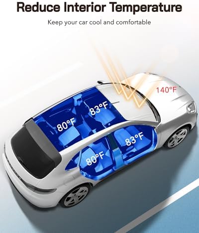 Windshield Sun Shade for Ford Ranger 2019-2023. Full Coverage Rearview Mirror - Image 3