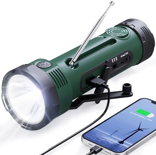 ROCAM NOAA Weather Radio with Hand Crank Flashlight & Emergency Power by ROCAM