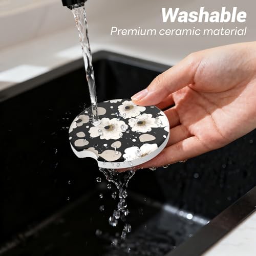 2 Pack Ceramic Car Coasters for Cup Holder, 2.56 in Anti Slip Absorbent Coaster - Image 3