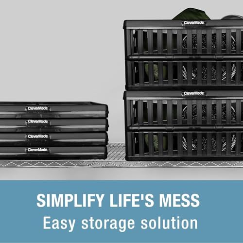 CleverMade Collapsible Utility Crates, 60L Storage Crate, 3 Pack - Image 3
