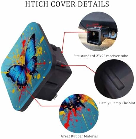 Butterfly Receiver Hitch Tube Cover Abstract Rainbow Butterfly Floral Car Rear - Image 3