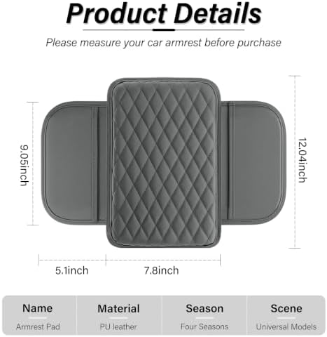 Amiss Car Center Console Cover, Upgraded Leather Car Armrest Cushion - Image 2