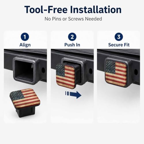 Trailer Hitch Covers Vintage American Flag Heavy Duty 2 Inch Hitch Cover - Image 7