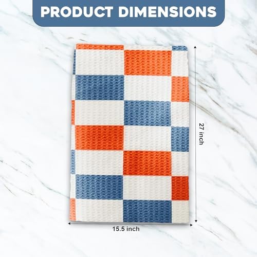 Wildflowers Microfiber Kitchen Towels |Red & Blue Color Pattern| Waffle Fabric - Image 3