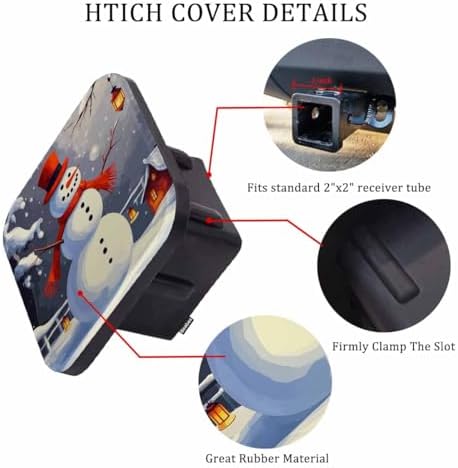 Snowman Towing Hitch Cover Winter Christmas Snowman Santa Cap Trailer Hitch - Image 3