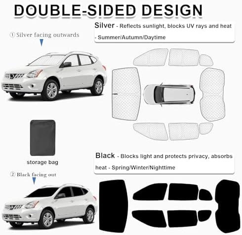 KMF 8pcs Thicken Sun Shades for Nissan Rogue 2014-2020 Accessories, Full Car - Image 3