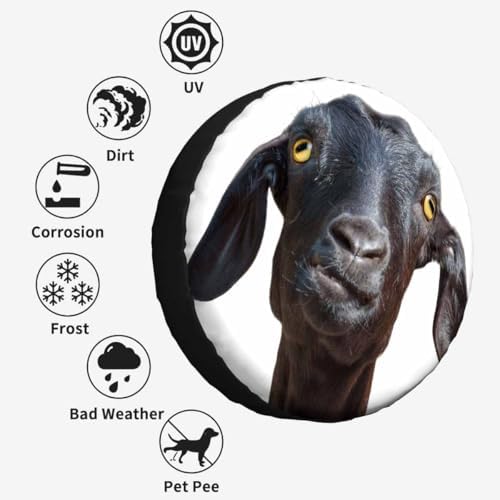 Black Goat Spare Tire Cover Cute Funny Goat Portrait - Image 6