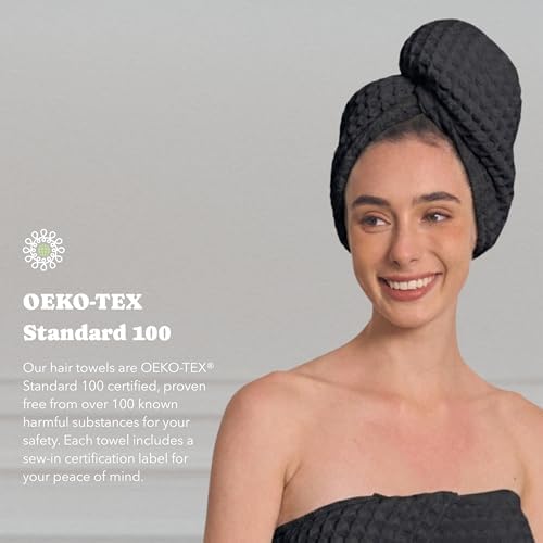 Luxury Organic Japanese Cotton Hair Drying Waffle Towel Wrap - Image 7