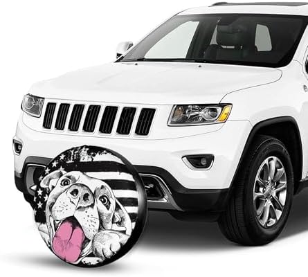 RV Spare Tire Cover American Flag Dog Wheel Covers 14 Inch No Camera Hole - Image 5