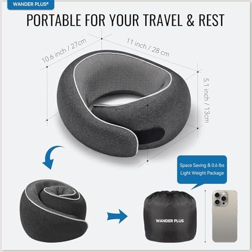 WANDER+® Travel Neck Pillow, Pure Memory Foam Neck Pillow - Image 4