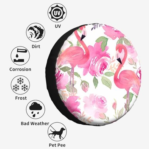 Floral Flamingo Leaves Spare Tire Cover - Image 4