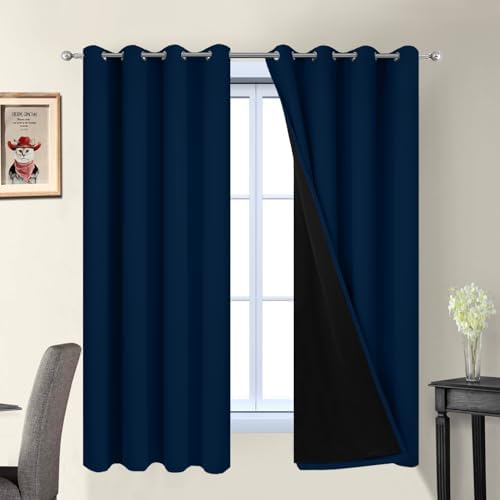 Yakamok Dark Blue 100% Blackout Curtains 63 Inches Long 52" Wide 2 Panels by Yakamok