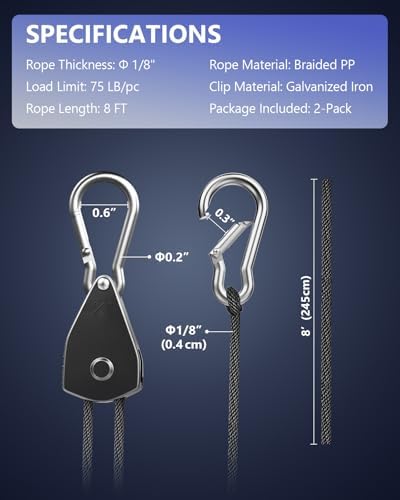 Retractable Heavy Duty Ratchet Tie Down Straps 1/8" 2 Pack, 8ft Tie-Down - Image 7