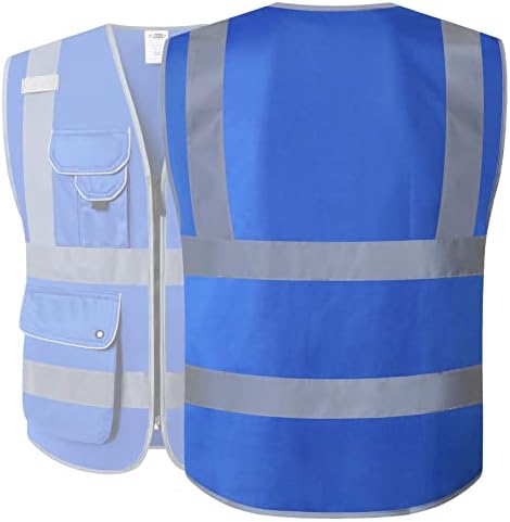 JKSafety Safety Vest for Men Women Reflective Hi Vis JK150 Blue XXL - Image 2