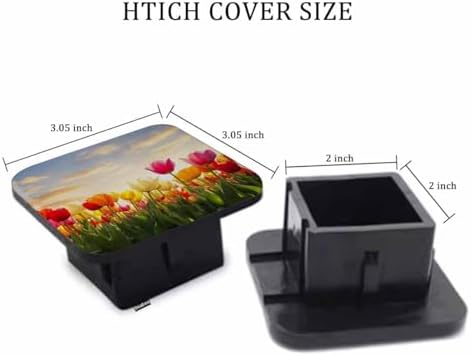 Tulip Hitch Cover Blossom Tulips Floral Field Sunset Rubber Trailer Hitch Cover - Image 2