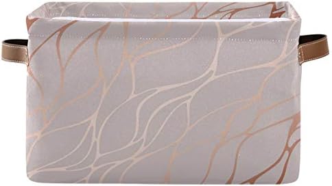 AUUXVA Storage Basket Rose Gold Marble Texture Storage Cube Box Durable Canvas - Image 4