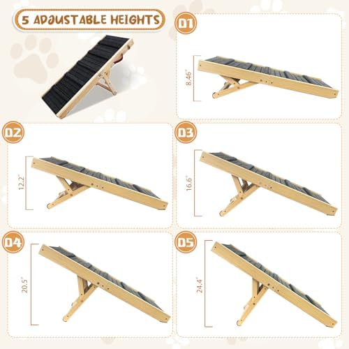 39.4x16Inch Dog Pet Ramp for Bed 5 Adjustable Height Dogs Stairs for Small Dog - Image 3
