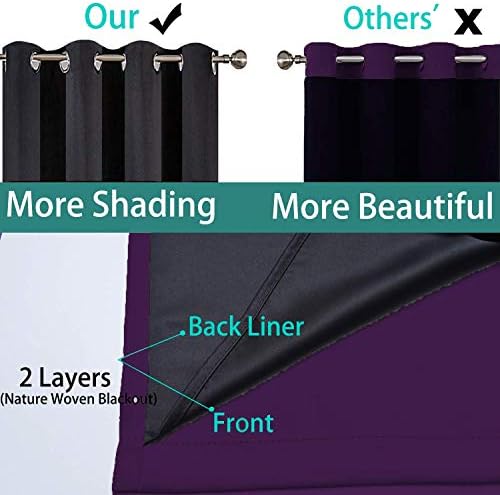 Yakamok Purple 100% Blackout Patio Door Curtain Panels W100 x L84, 1 Panel - Image 5