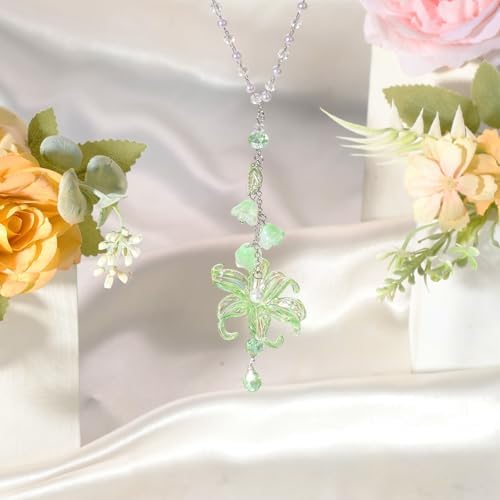 Lily Flower Leaf Car Charm Red Green Summer Waterlily - Image 4