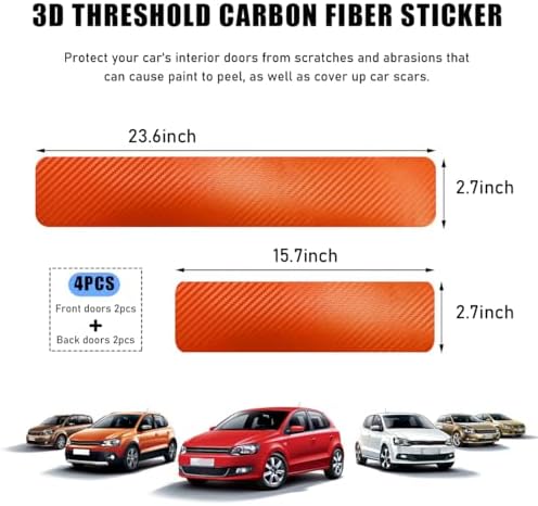 povtii 4 PCS Car Door Sill Protector, Anti-Scratch 3D Carbon Fiber Textured - Image 2